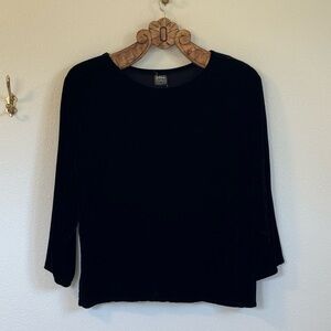 Zona Clothes Vintage Black Velvet 3/4 Sleeve Top Cropped Boxy Fit